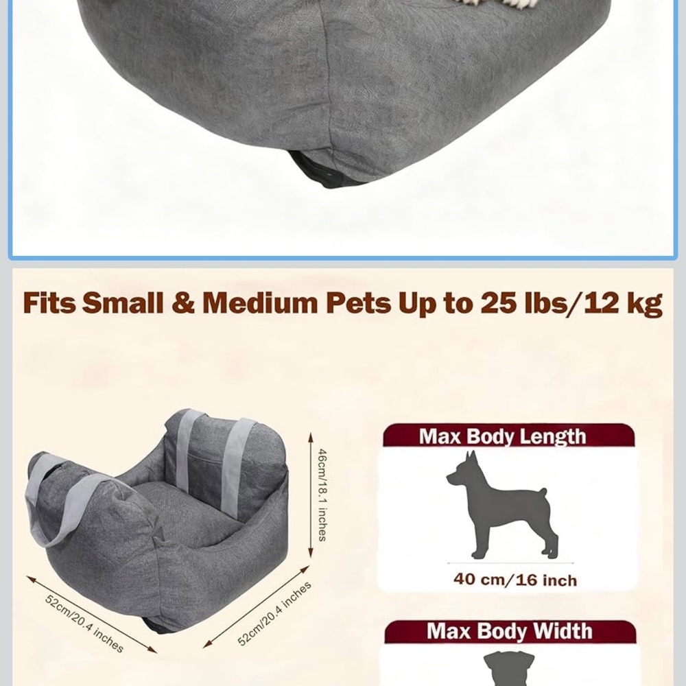 Cozy Gray Pet Booster Car Seat for Small Pets - Picture 2 of 6